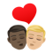 Kiss- Man- Man- Dark Skin Tone- Medium-Light Skin Tone emoji on Emojione